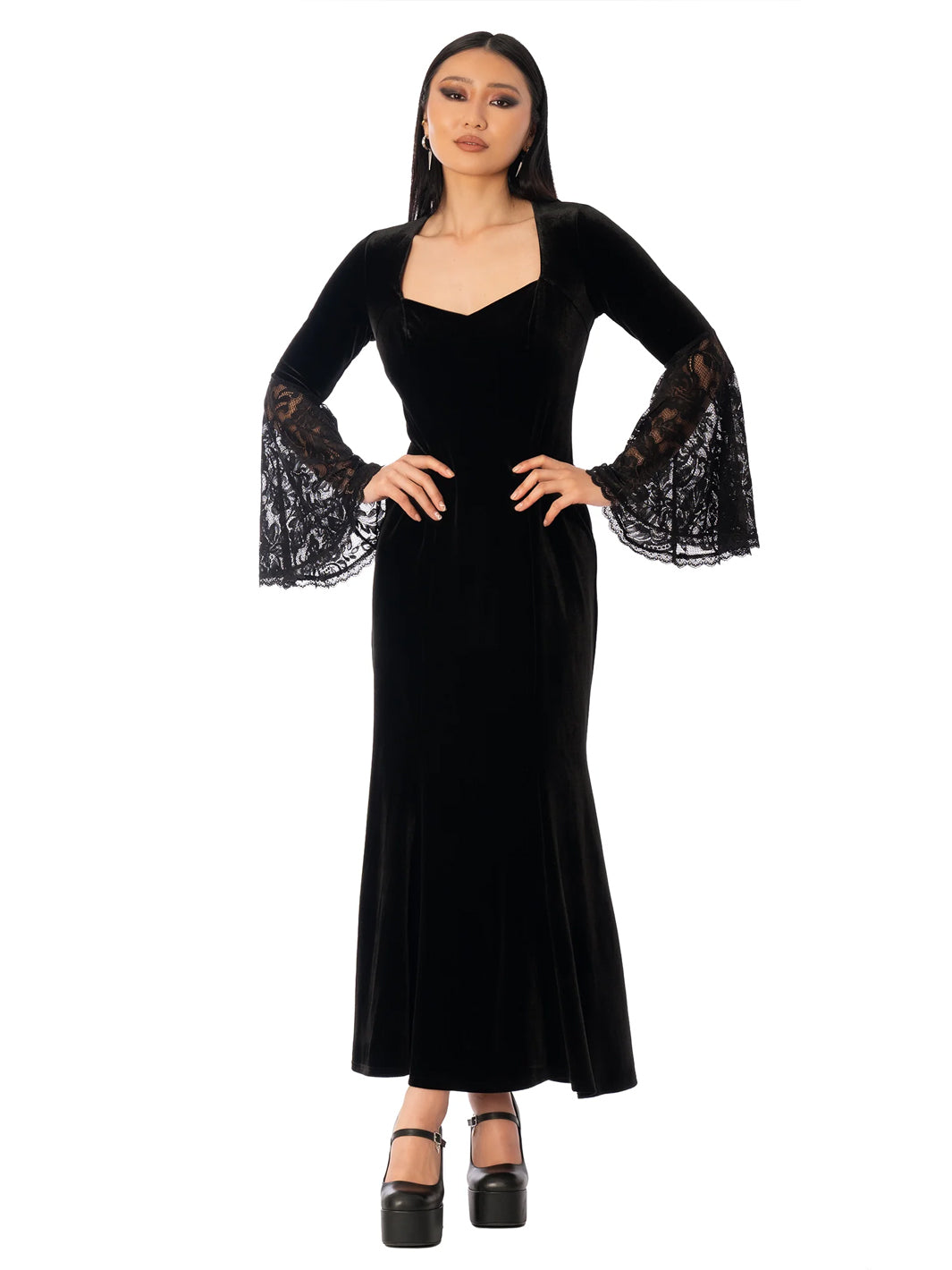 Velvet and Lace Morticia Dress