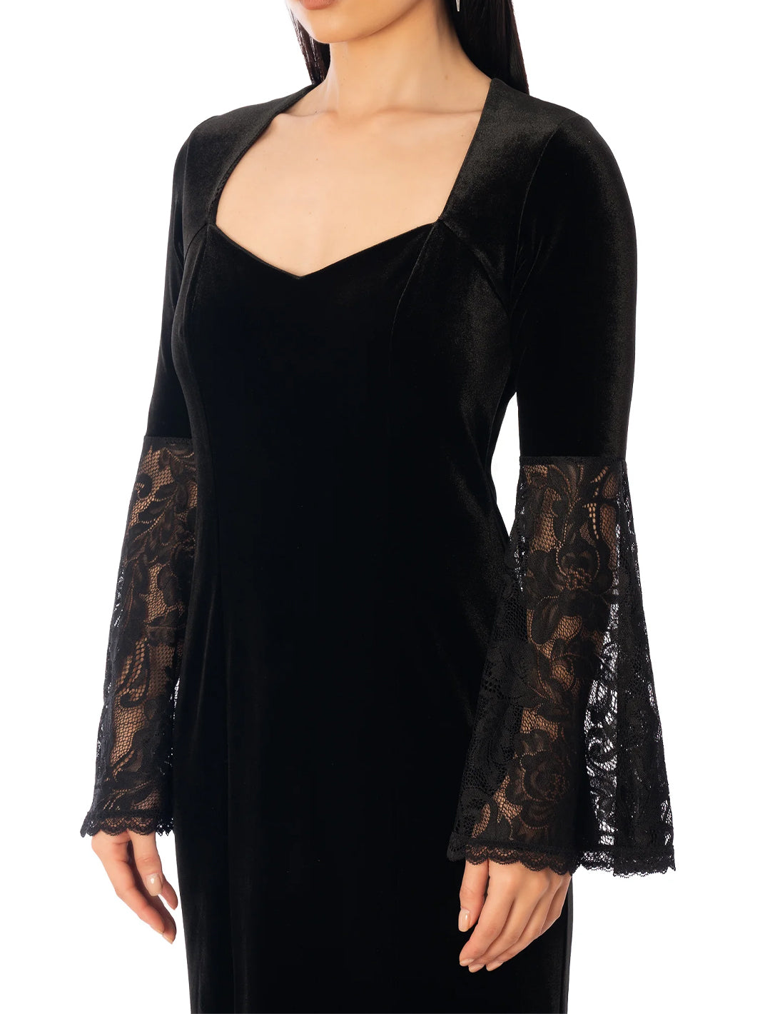 Velvet and Lace Morticia Dress