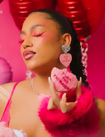 GENTLE REMINDER CANDY HEART EARRINGS - NO MEANS NO