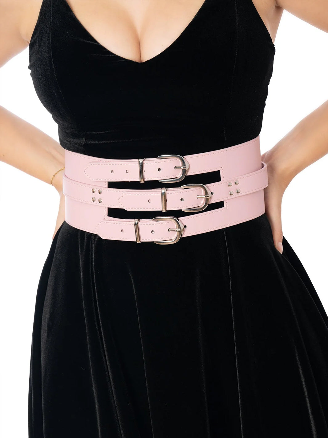The Offsider Triple Buckle Belt - Pastel Pink