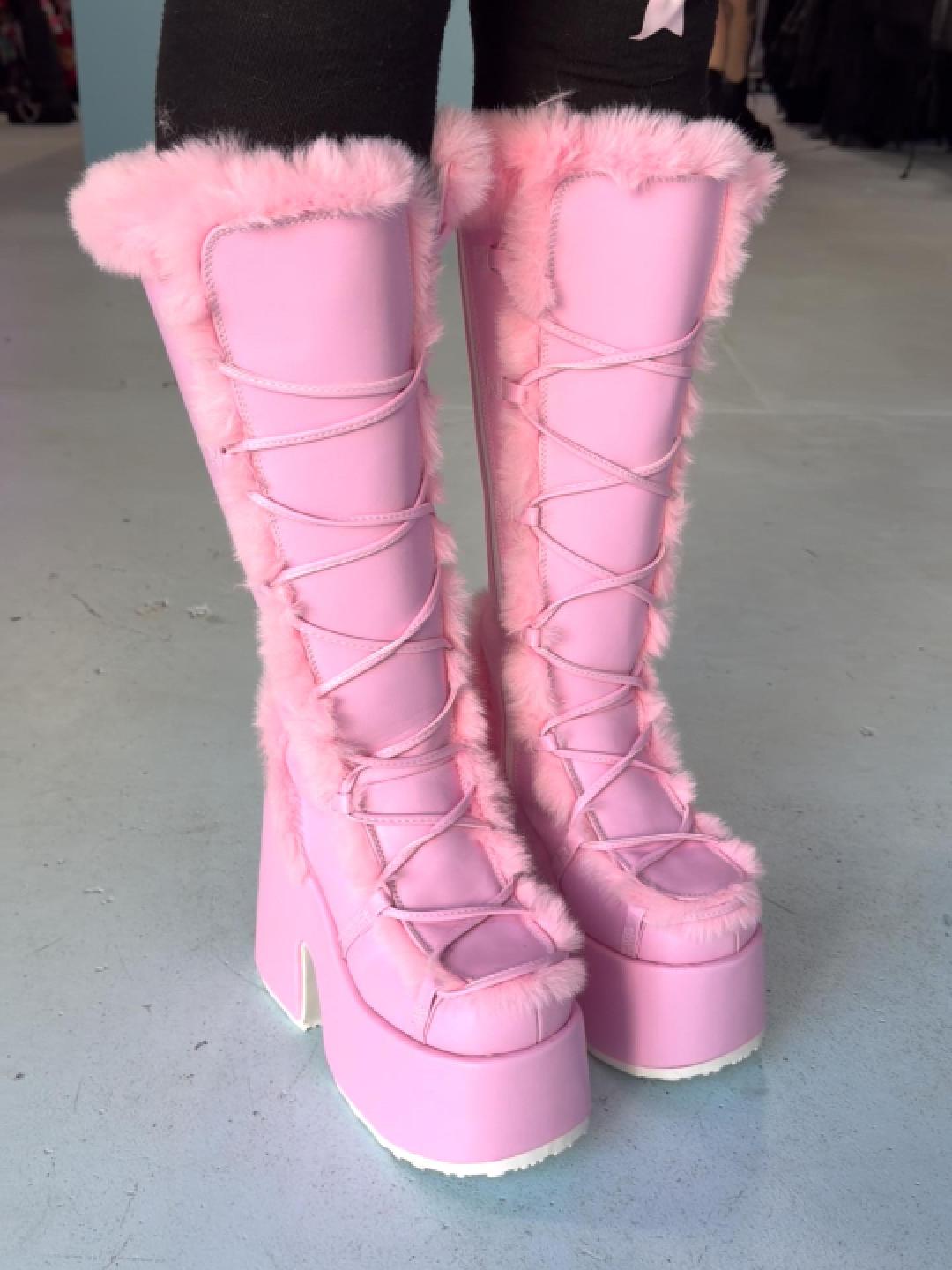 DEMONIA CAMEL 311 PLATFORM BOOTS - PINK