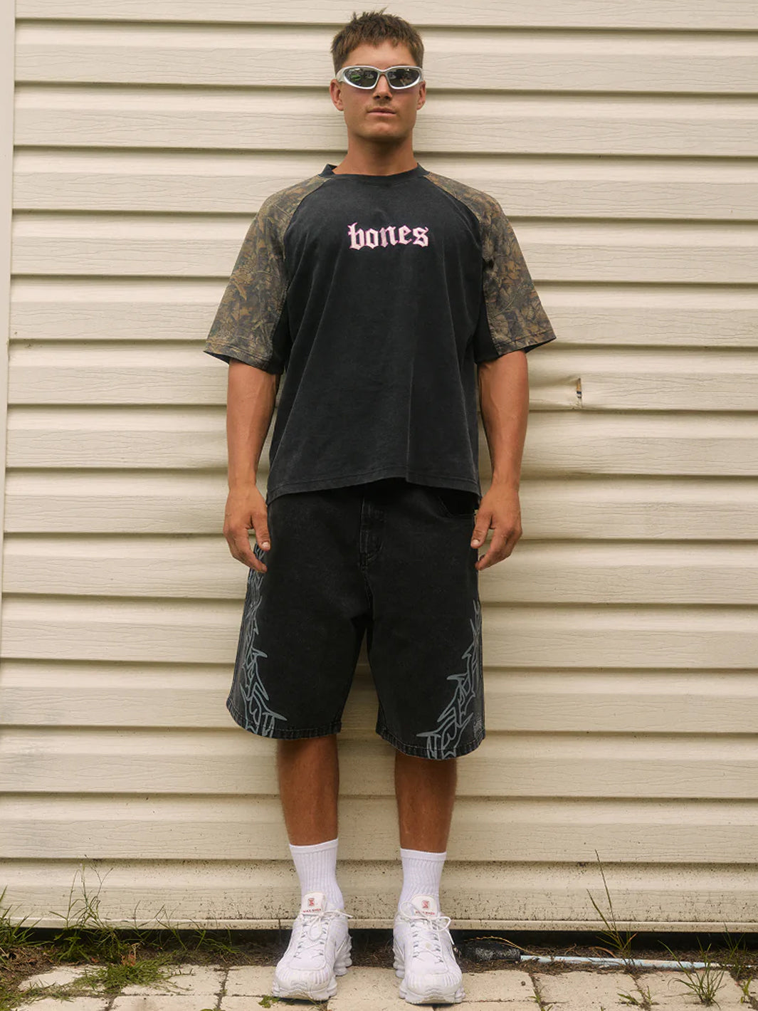 LOVERS STEEZE PANEL TEE - WASHED BLACK / CAMO