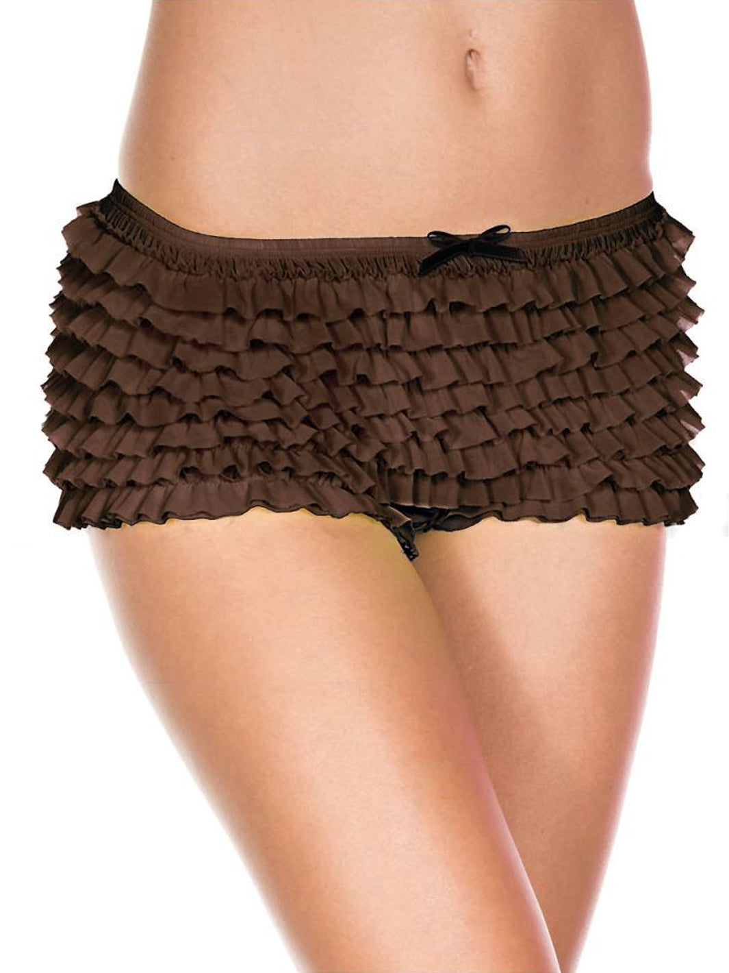 CHEEKY RUFFLE PANTIES - CHOCOLATE