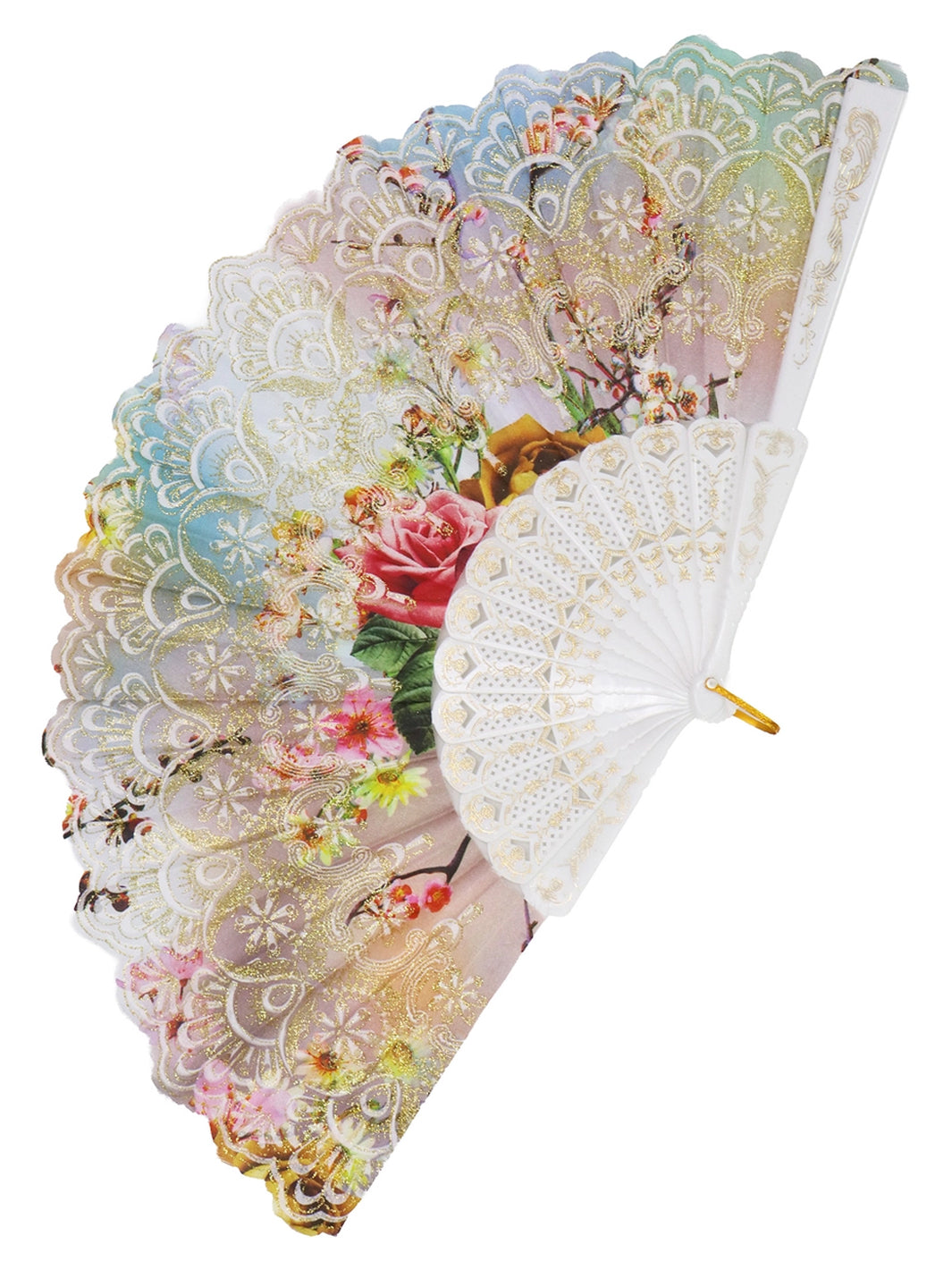 GLITTERING GARDEN FAN - PASTEL BLOOM