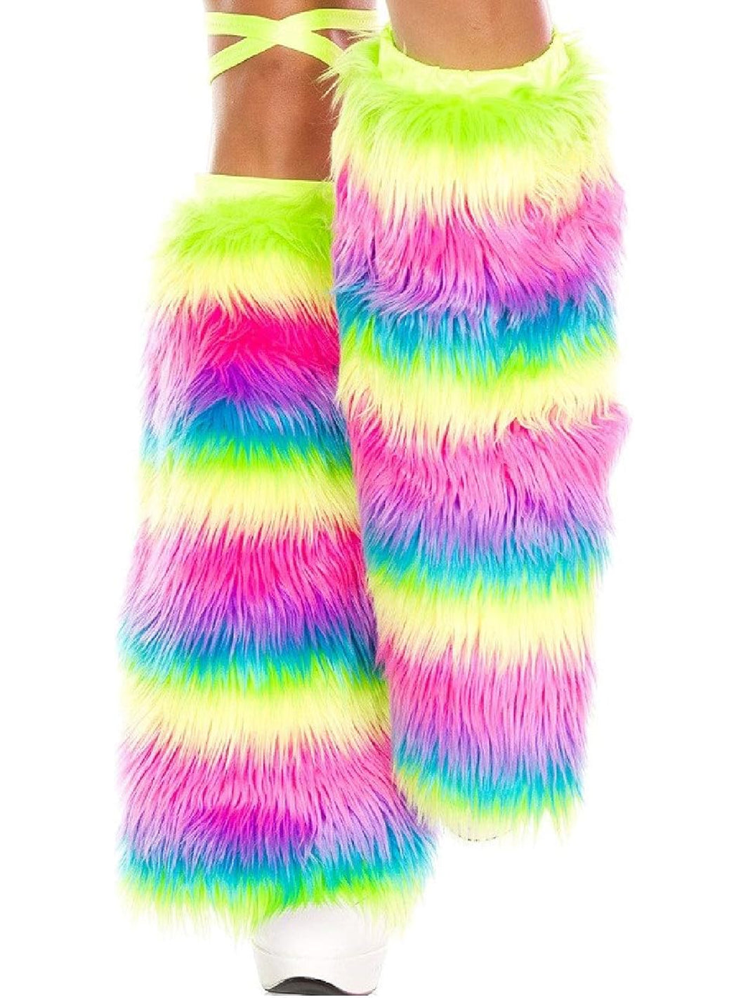 KANDI RAINBOW FLUFFY LEG WARMERS