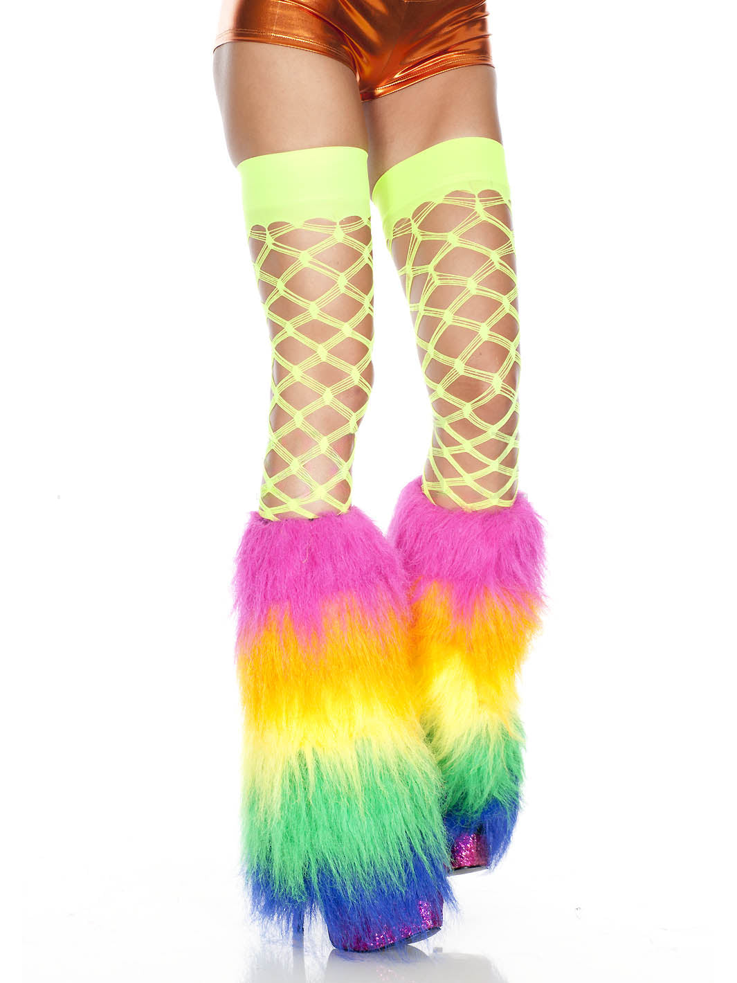 RAINBOW RIOT FLUFFY LEG WARMERS