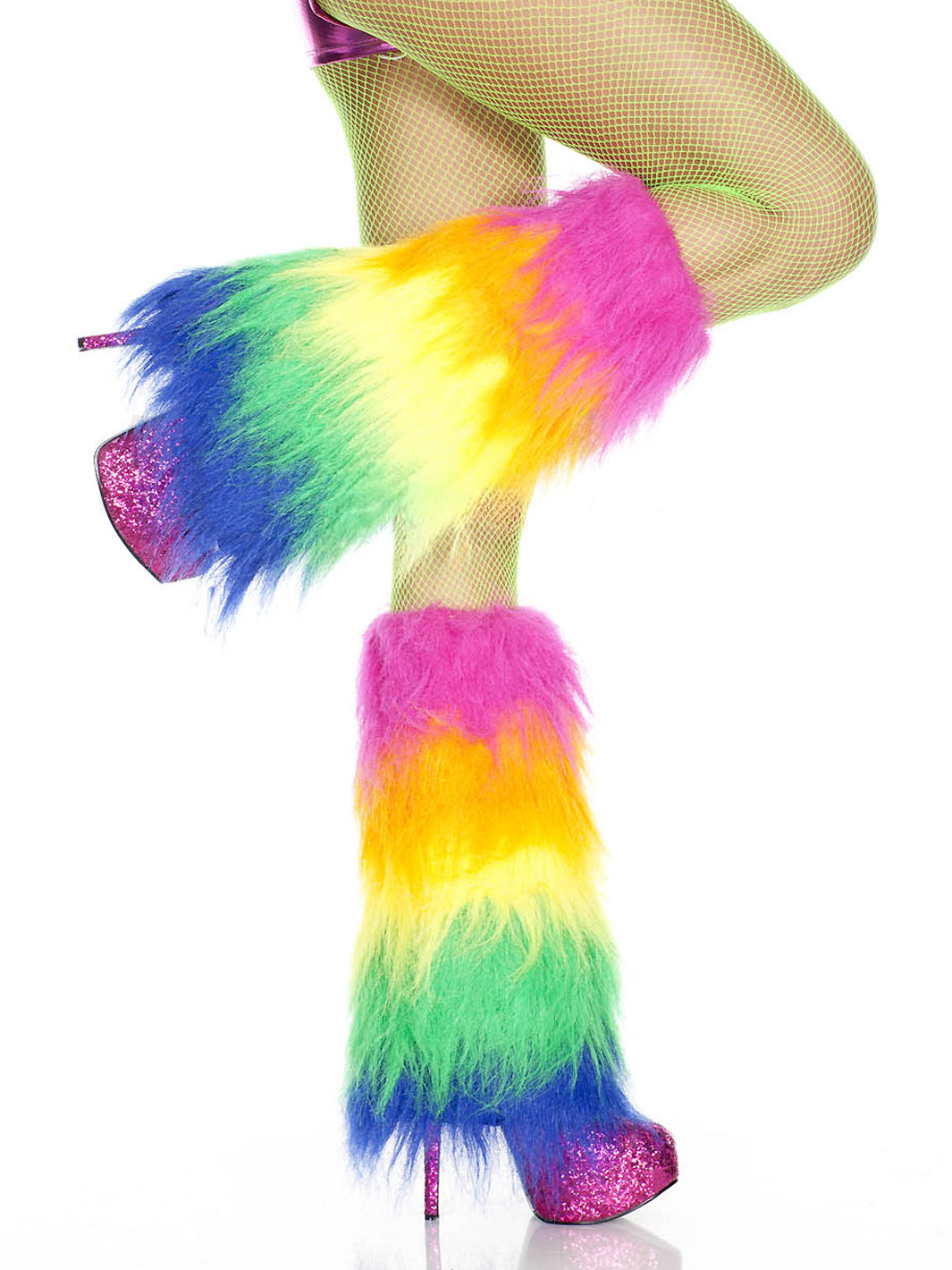 RAINBOW RIOT FLUFFY LEG WARMERS