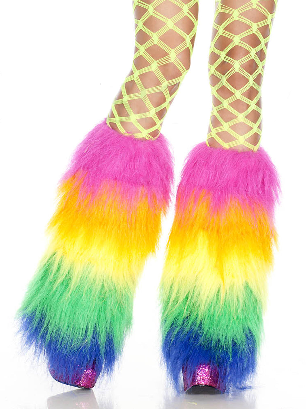RAINBOW RIOT FLUFFY LEG WARMERS