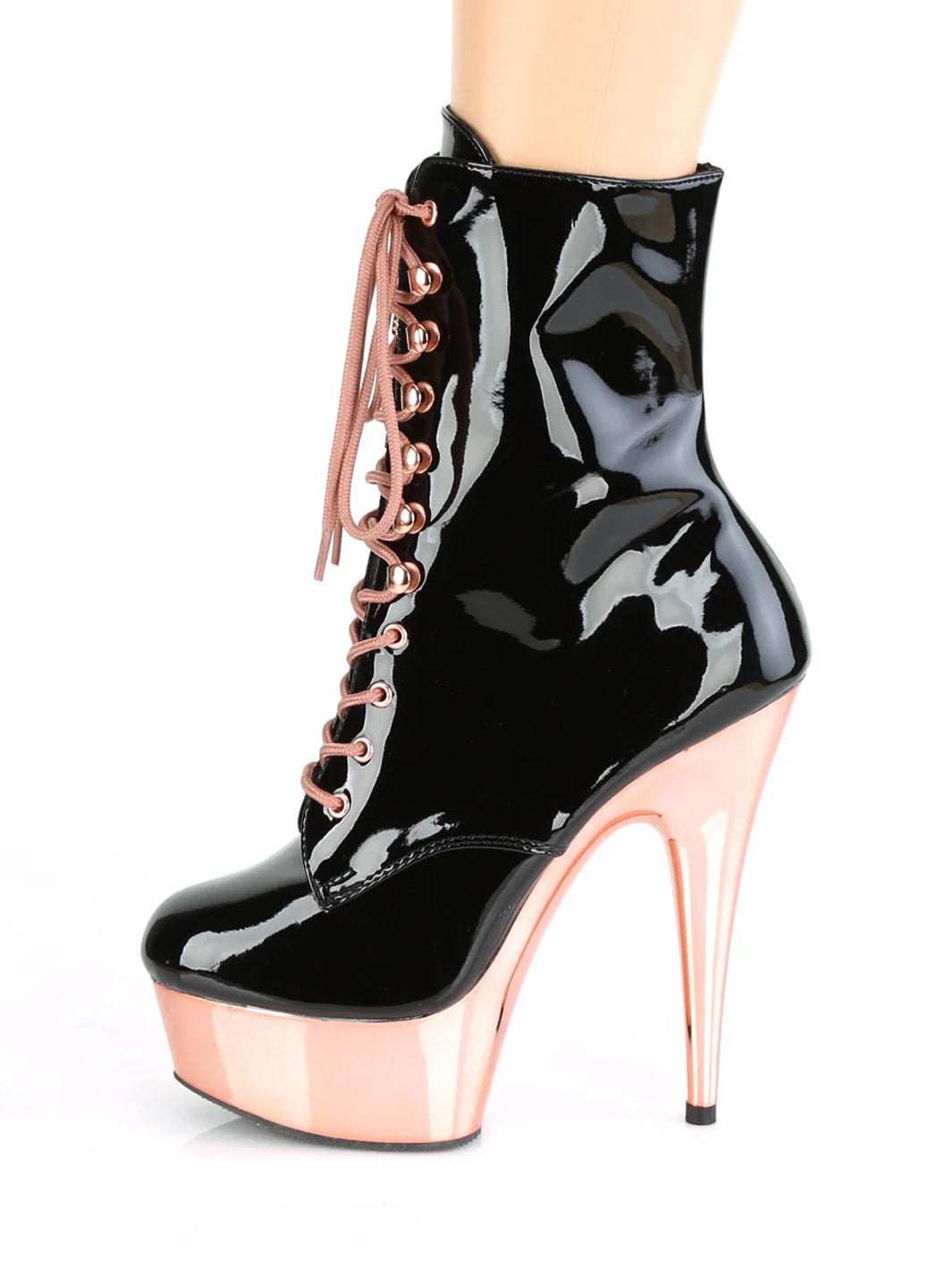 DELIGHT-1020 - BLACK PATENT/ROSE GOLD ✰ PRE ORDER ✰