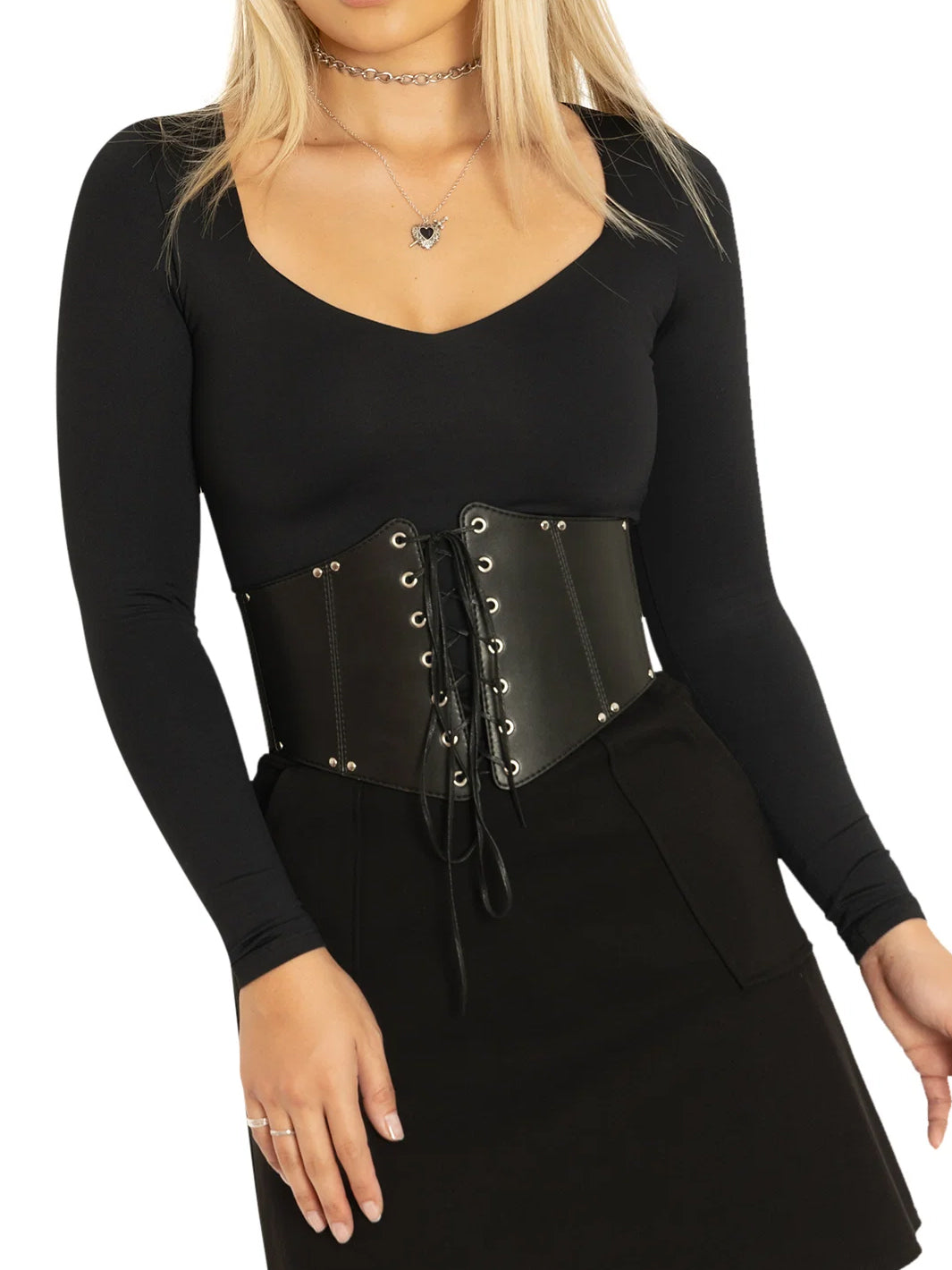 Studded Corset Belt - Black