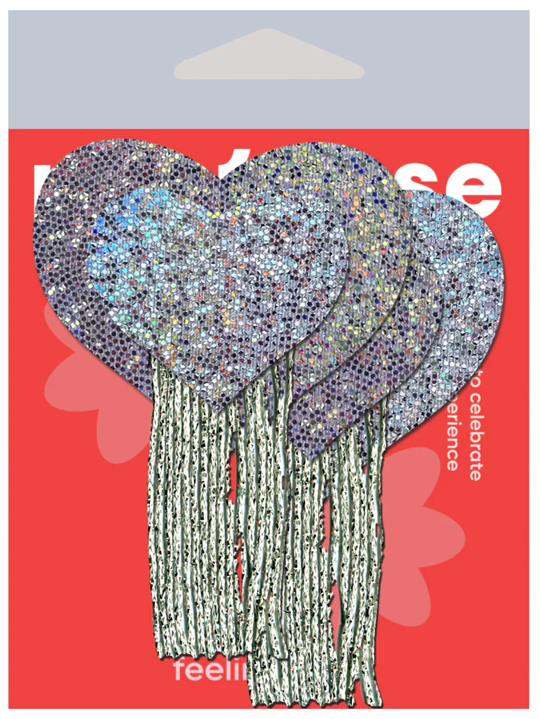 HEART TASSEL NIPPLE PASTIES - SILVER