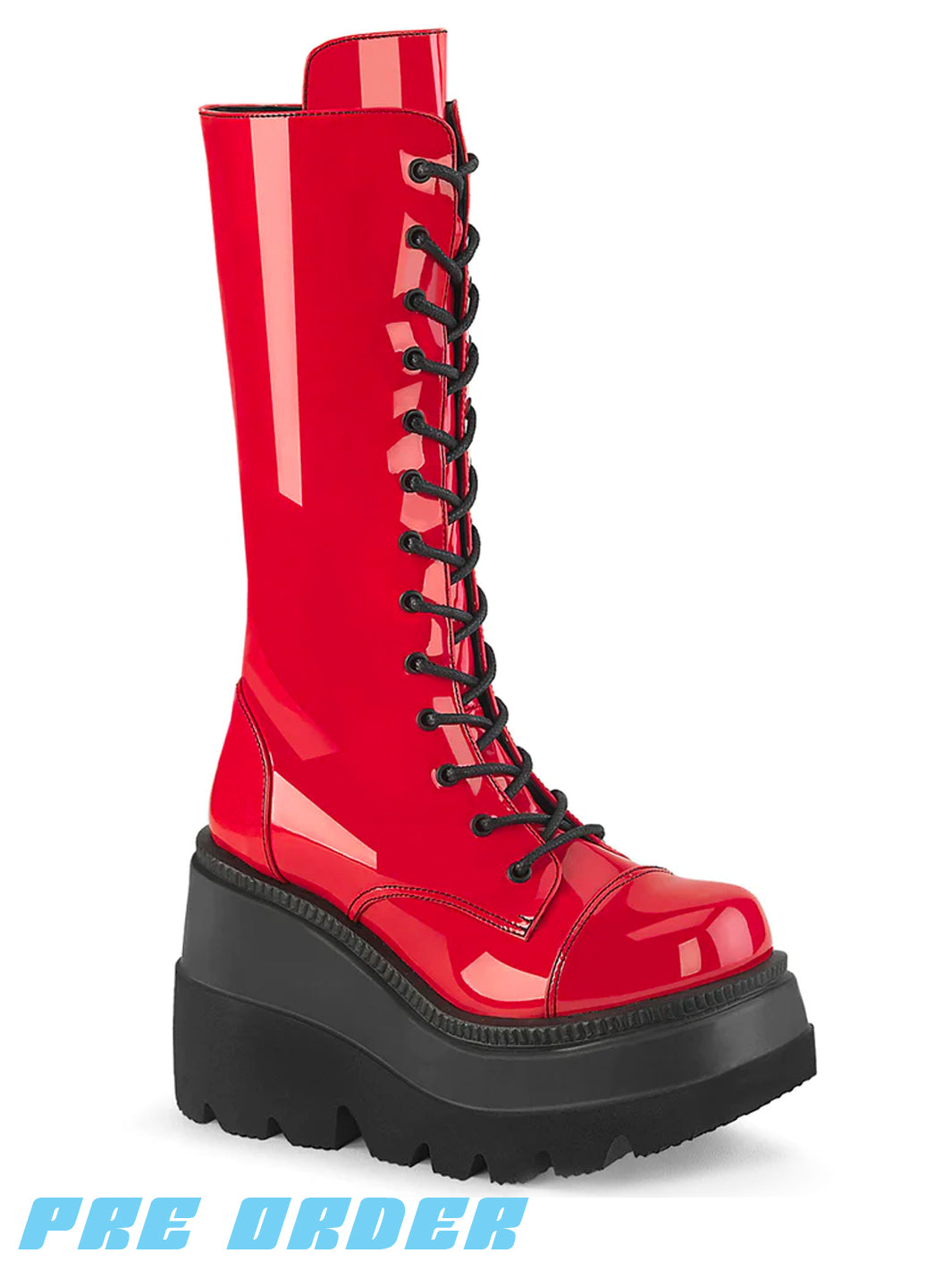 DEMONIA SHAKER-72 BOOTS - RED PATENT ✰ PRE ORDER ✰