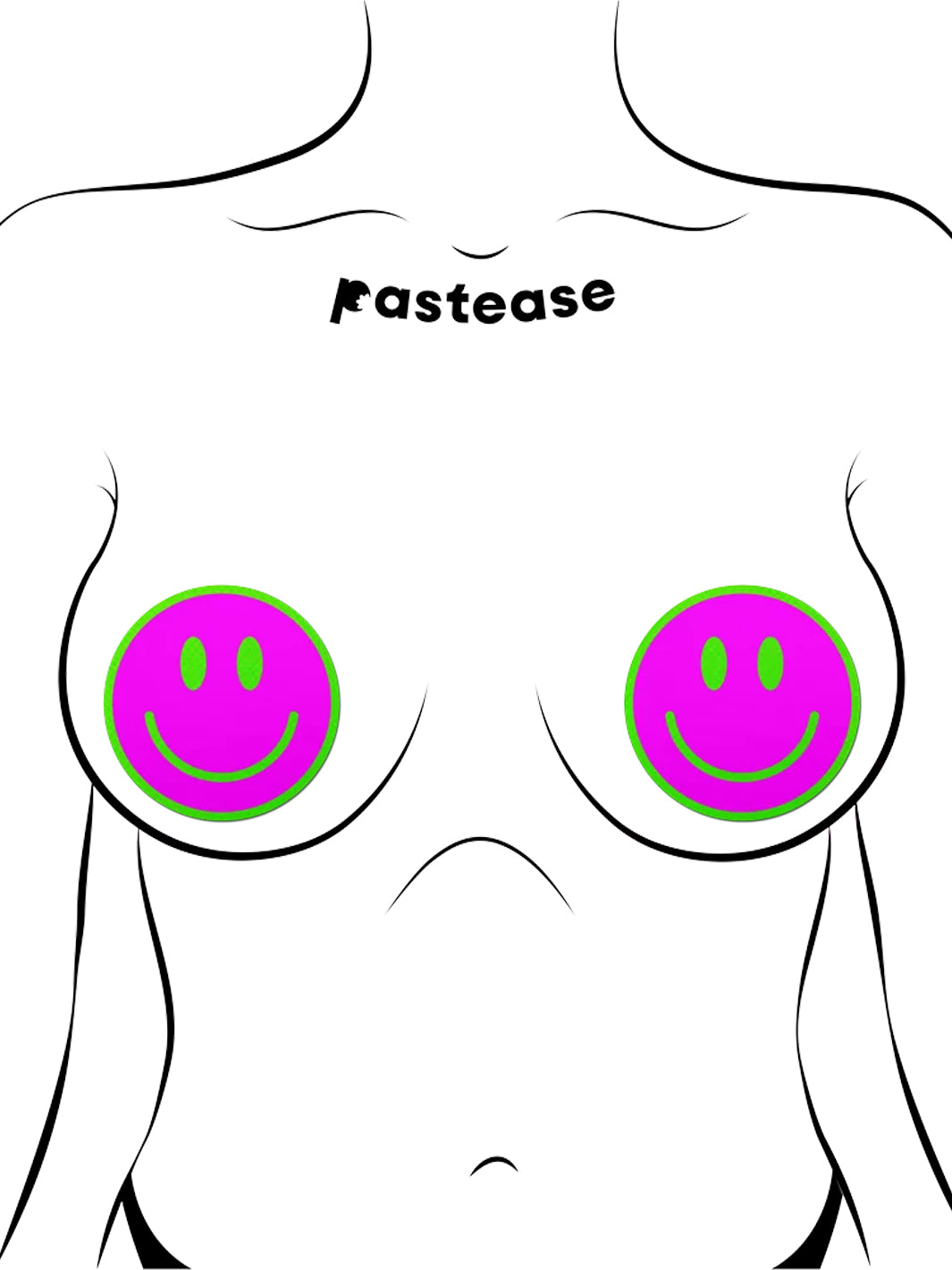 GLOW IN THE DARK SMILEY PASTIES - NEON PINK & GREEN