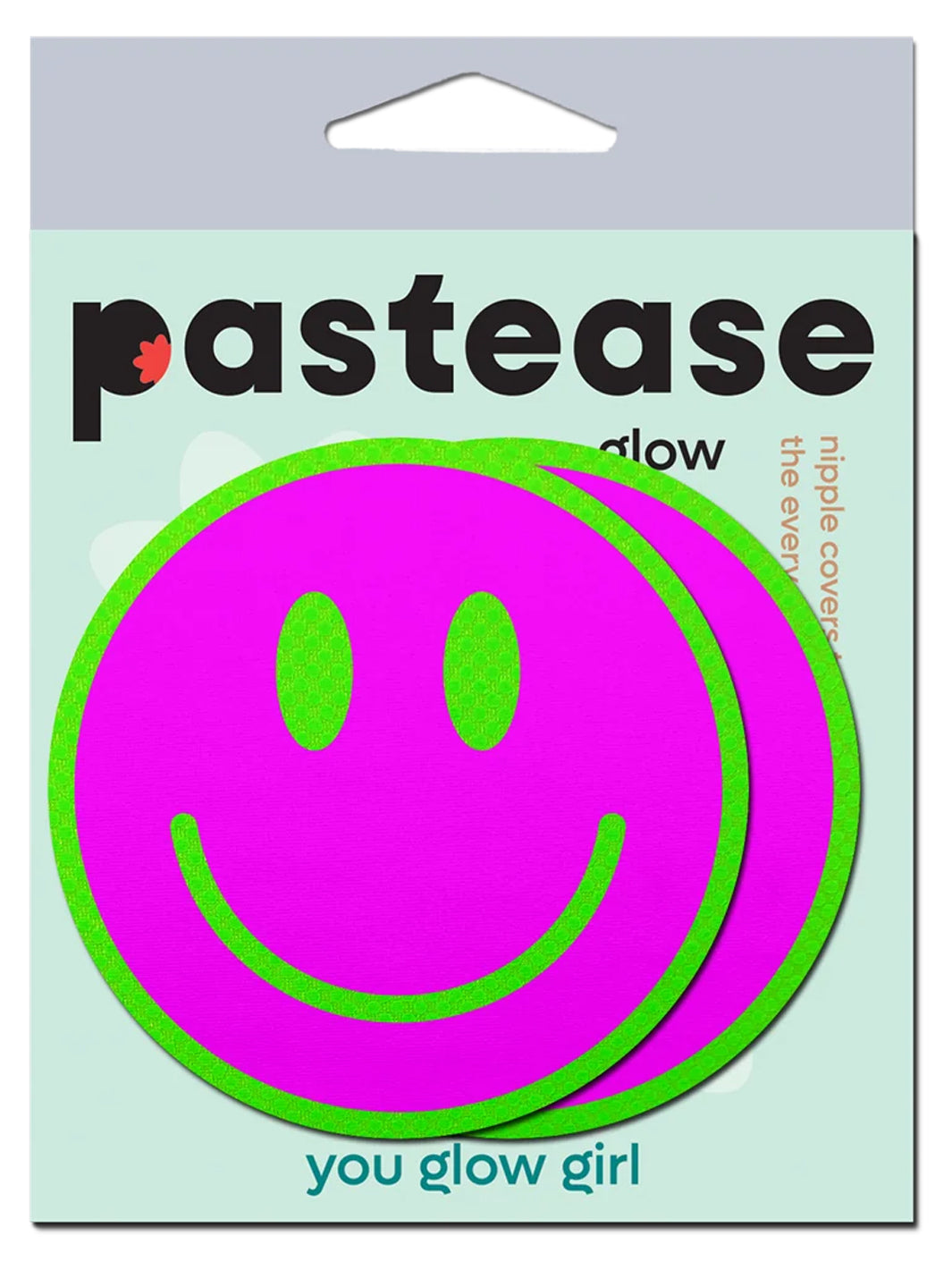 GLOW IN THE DARK SMILEY PASTIES - NEON PINK & GREEN