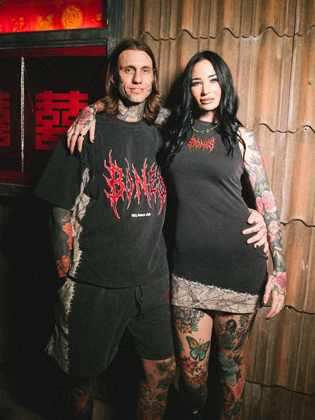 THORNED CAMO DRESS - WASHED BLACK
