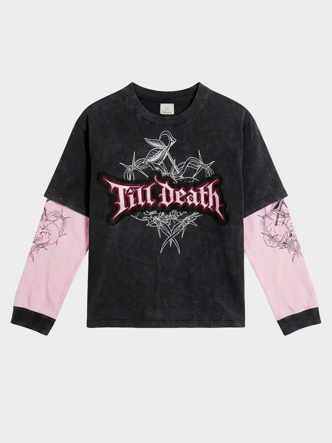 TILL DEATH 4.0 LAYERED TEE - WASHED BLACK/PINK