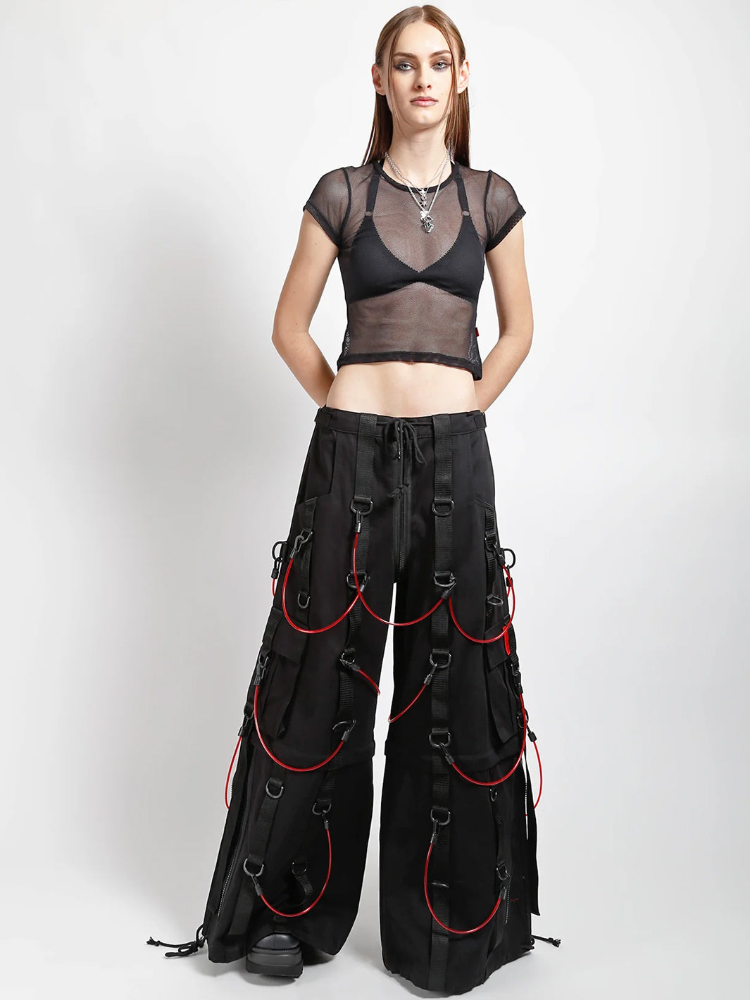 TRANSFUSION PANT - BLACK WITH RED STRAPS