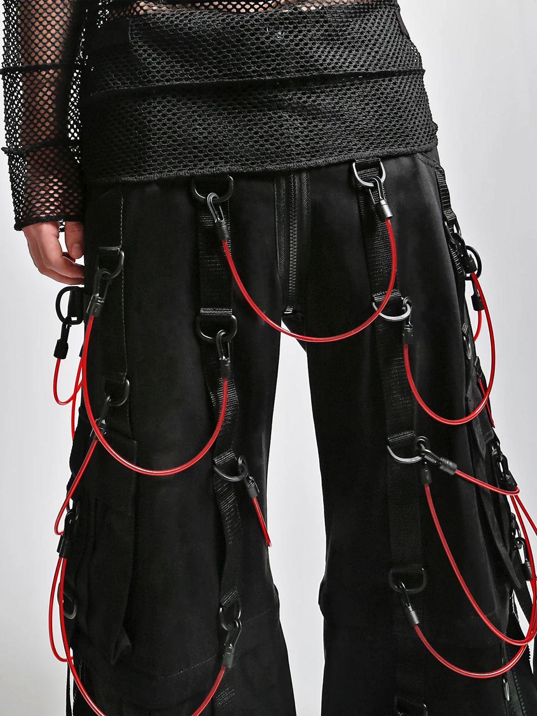 TRANSFUSION PANT - BLACK WITH RED STRAPS