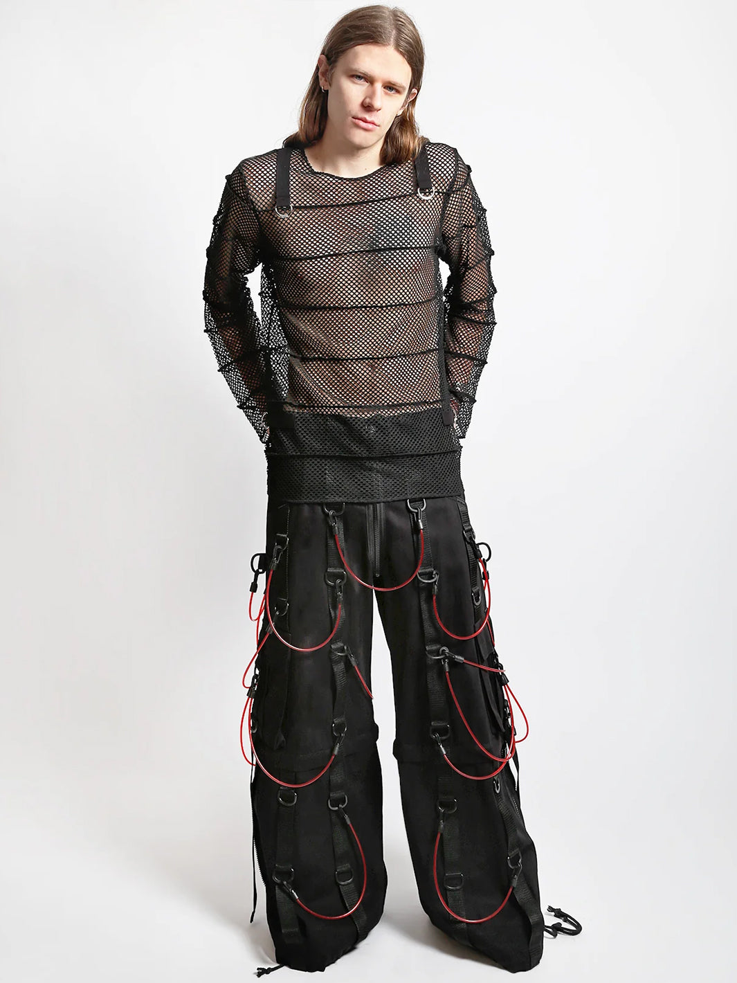 TRANSFUSION PANT - BLACK WITH RED STRAPS