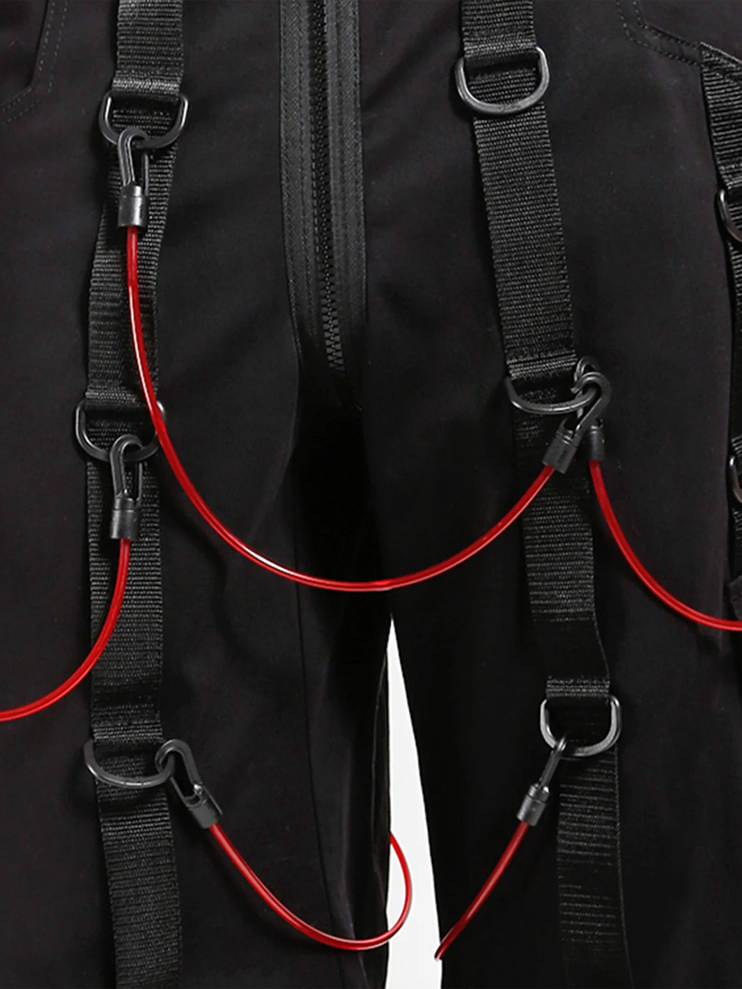 TRANSFUSION PANT - BLACK WITH RED STRAPS