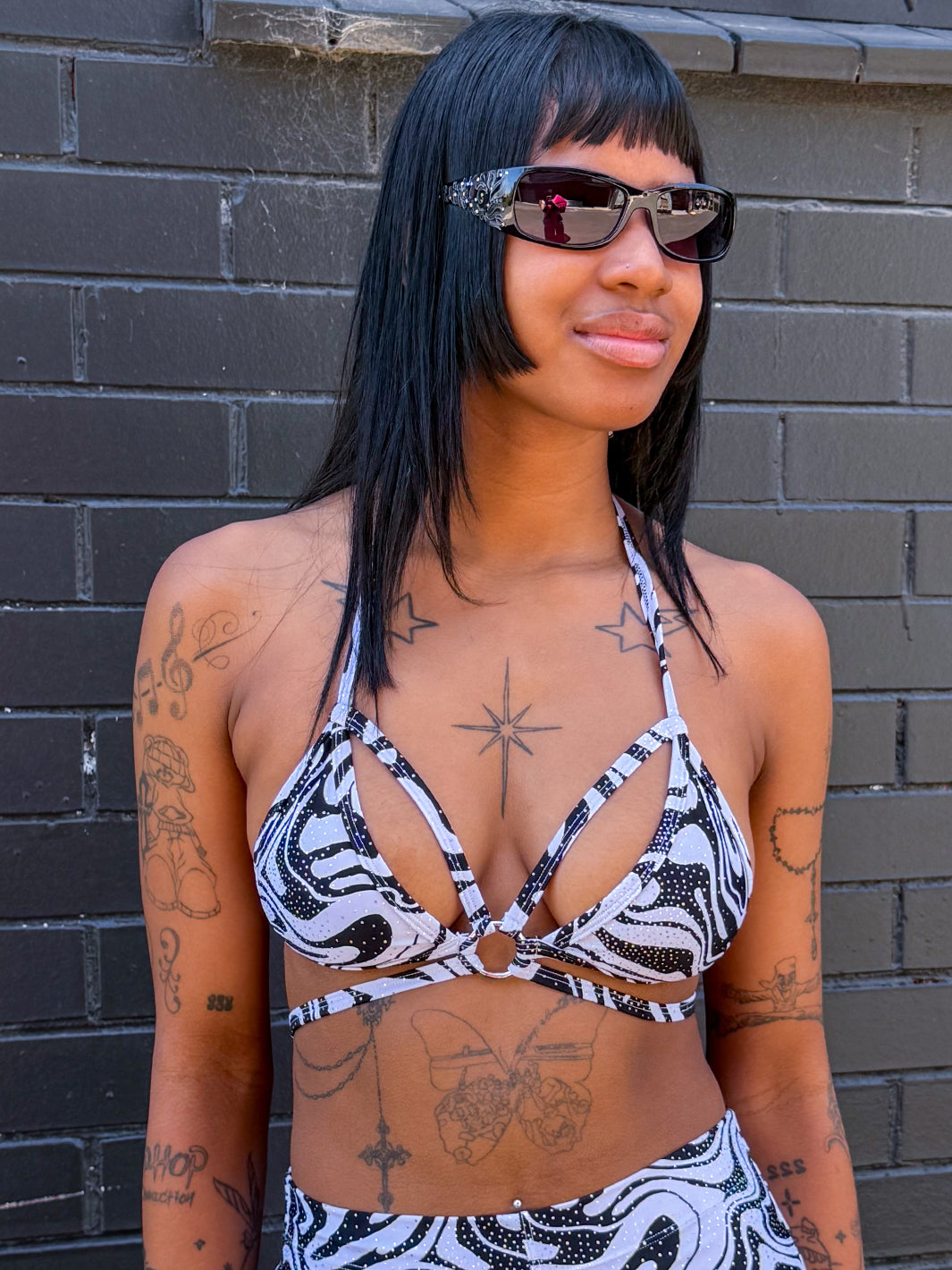 TRIANGLE WRAP TOP - UP IN SMOKE