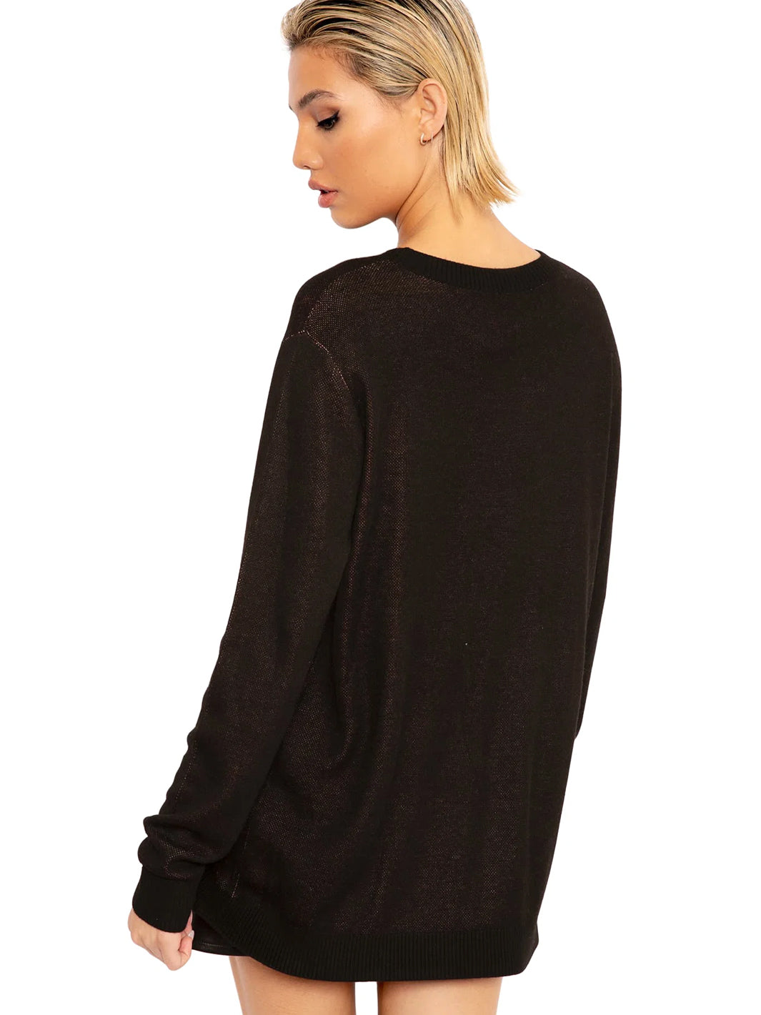 Under My Skin Crew Knit Sweater - Black
