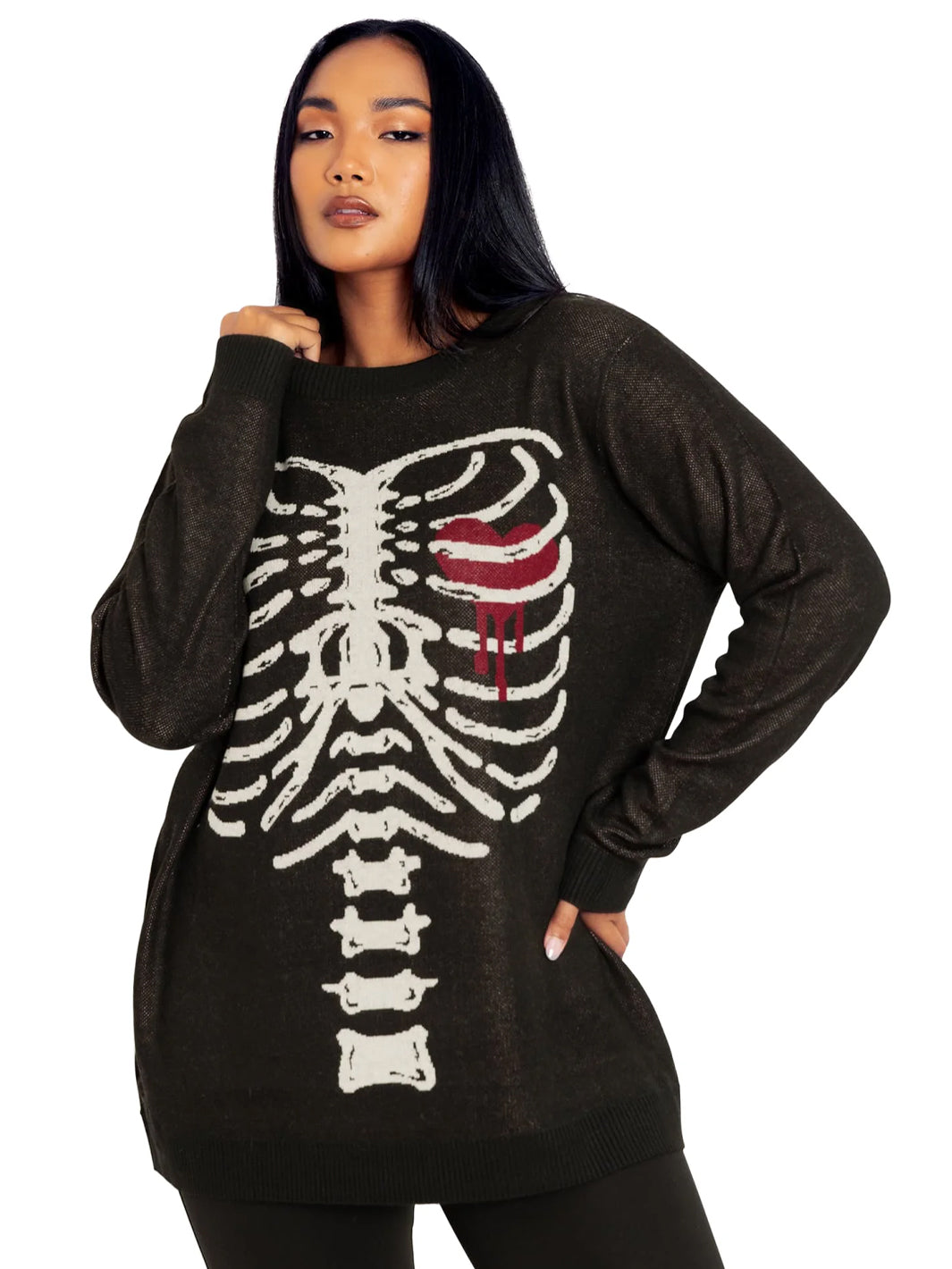 Under My Skin Crew Knit Sweater - Black