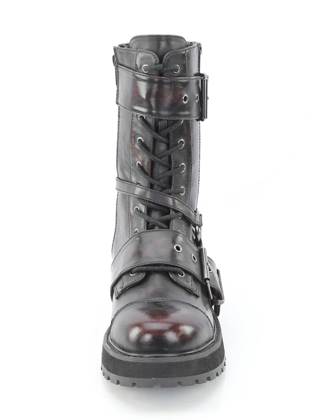 DEMONIA VALOR-220 - BLACK/BURGUNDY VEGAN LEATHER ✰ PRE ORDER ✰