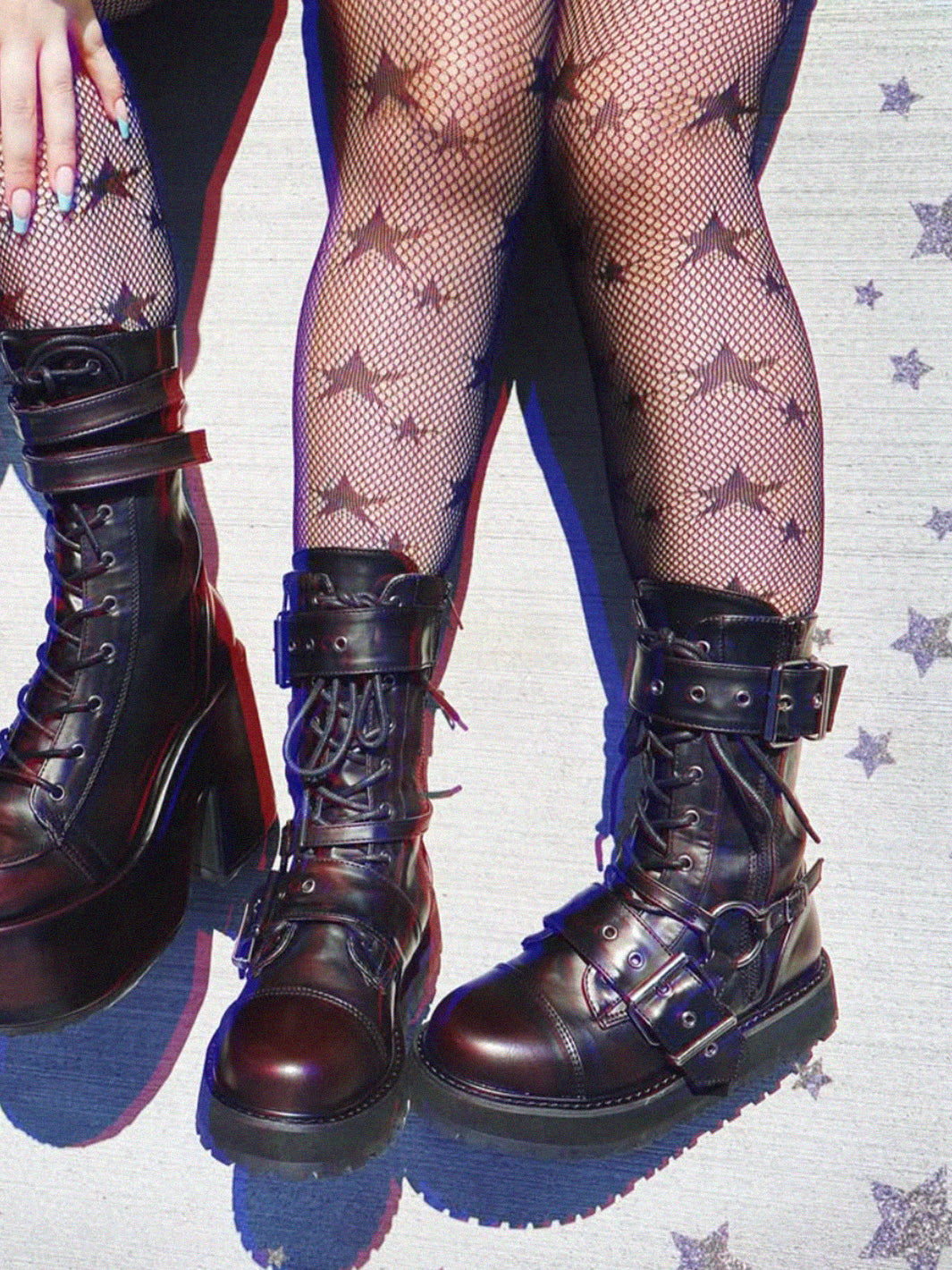 DEMONIA VALOR-220 - BLACK/BURGUNDY VEGAN LEATHER ✰ PRE ORDER ✰