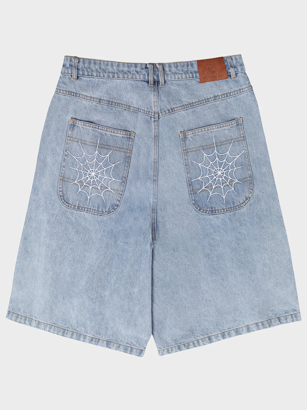 WEBBED DENIM SHORT - WASHED BLUE