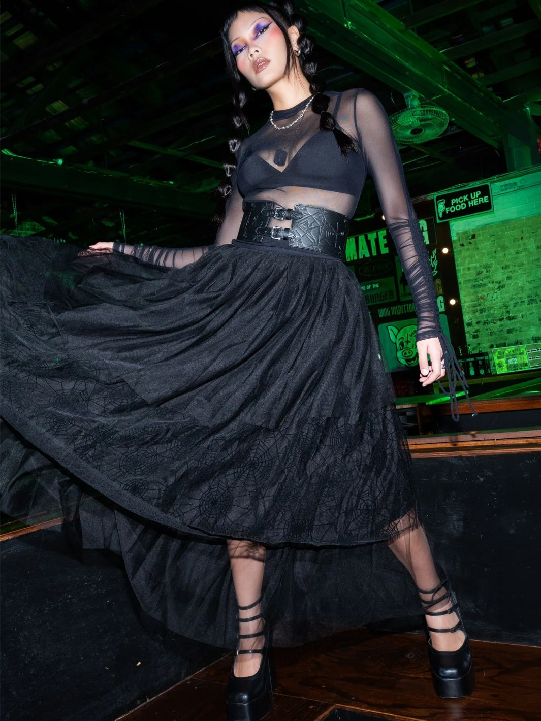 Widow's Weave Tulle Midi Skirt