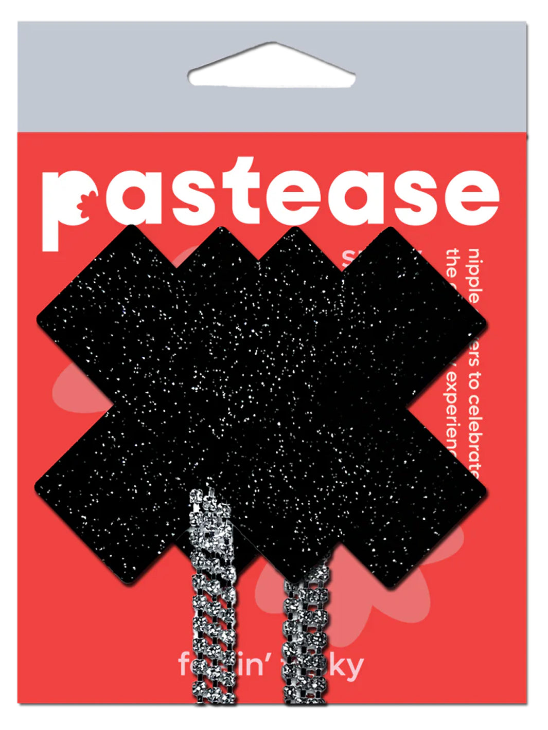 CROSS TASSEL NIPPLE PASTIES - BLACK SPARKLE