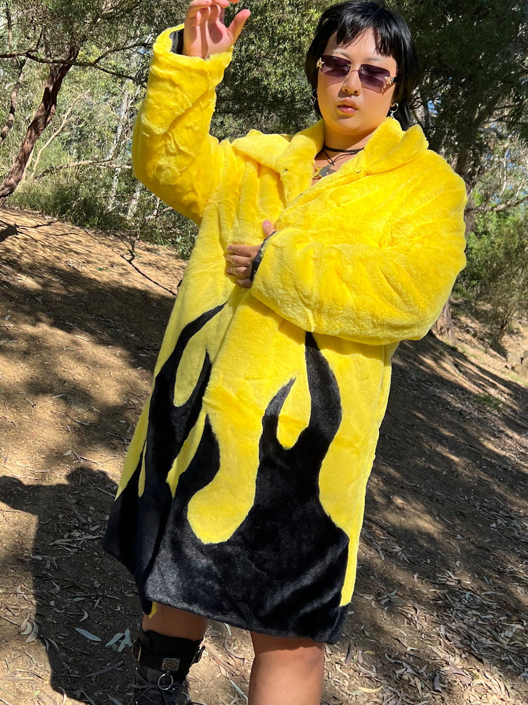 *EXCLUSIVE COLLAB* PURE FIRE FAUX FUR JACKET - YELLOW/BLACK ✰ MADE 4 U ✰