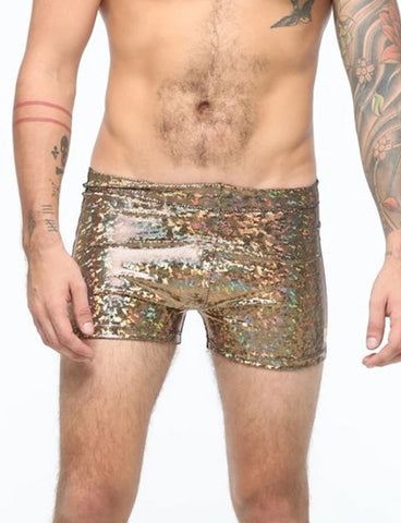 HOLOGRAPHIC MENS SHORTS - GOLD