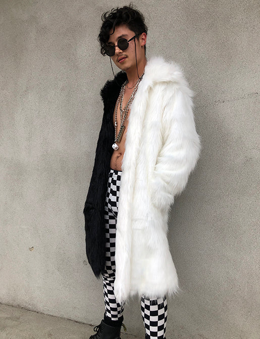 DOOF DADDY FAUX FUR JACKET - BLACK & WHITE • READY TO SHIP •