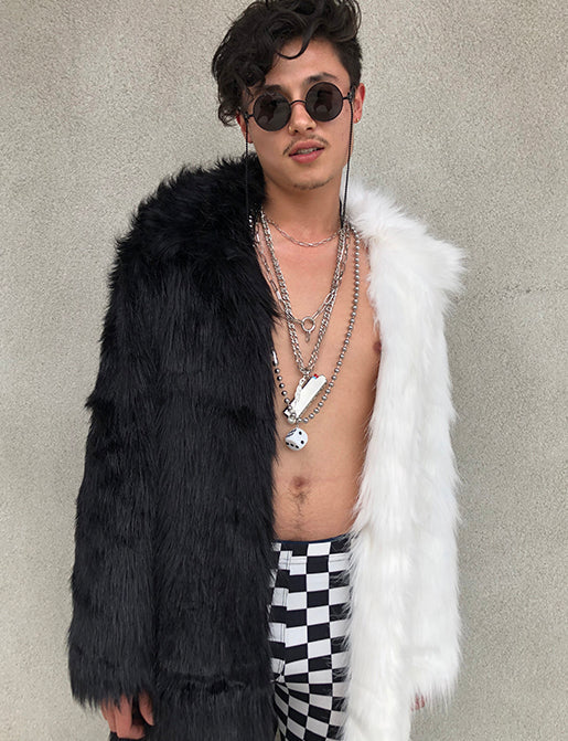 DOOF DADDY FAUX FUR JACKET - BLACK & WHITE • READY TO SHIP •