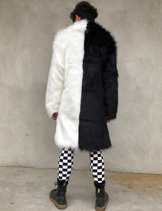 DOOF DADDY FAUX FUR JACKET - BLACK & WHITE • READY TO SHIP •