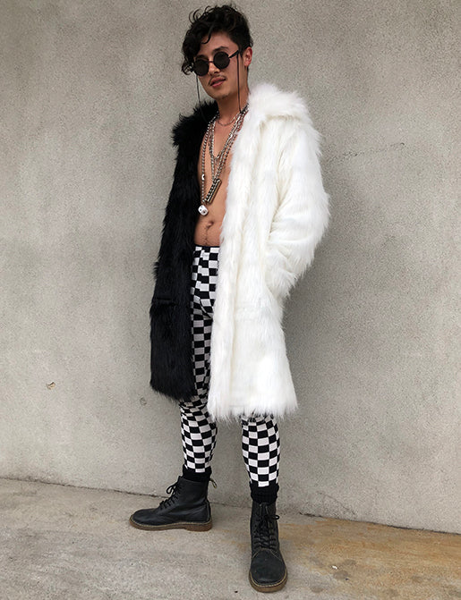 DOOF DADDY FAUX FUR JACKET - BLACK & WHITE • READY TO SHIP •