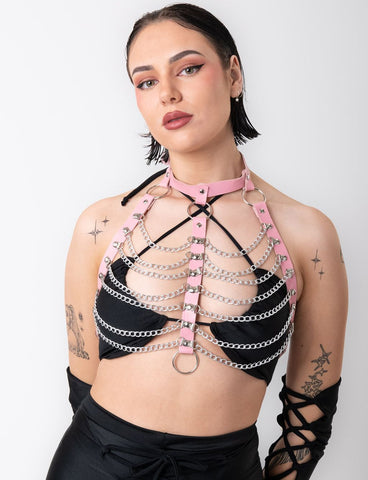 IN CHAINS HARNESS TOP - PINK