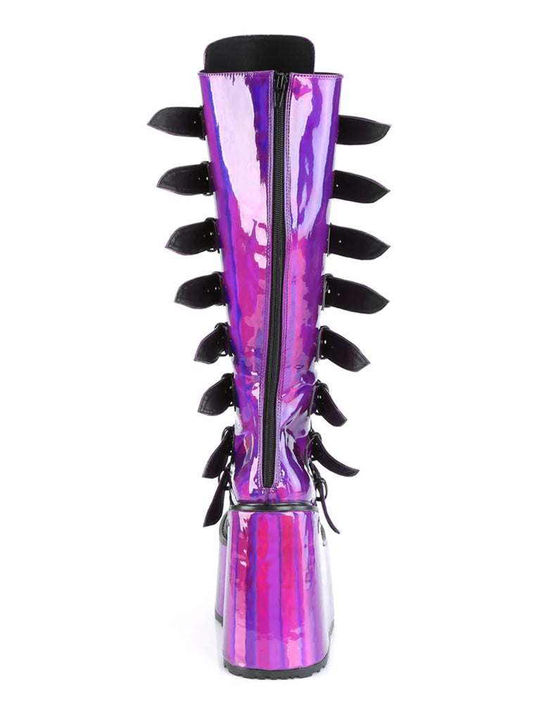 DEMONIA SWING-815 BOOTS - PURPLE HOLOGRAPHIC ✰ PRE ORDER ✰