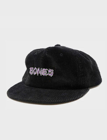 SQUIGGLE CORD 5 PANEL CAP - WASHED BLACK