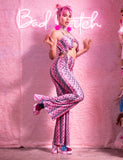 THAT'S HOT FLARES - PINK SNAKESKIN