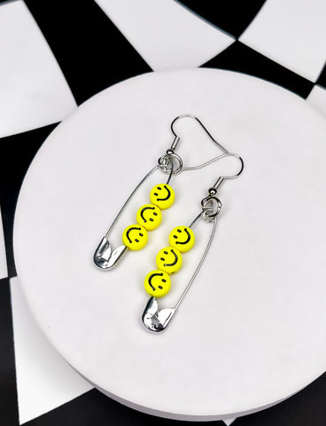 SAFE WITH A SMILE SAFETY PIN EARRINGS