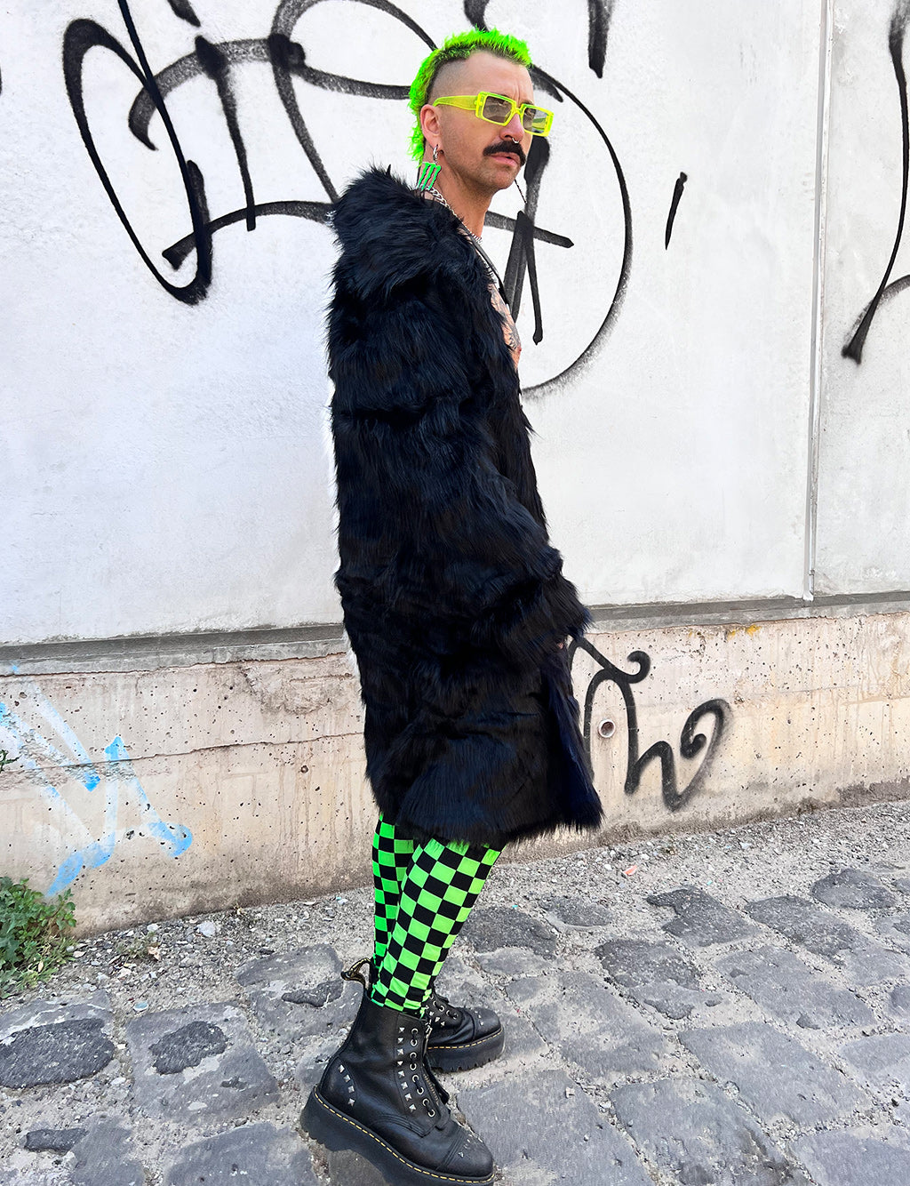 DOOF DADDY FAUX FUR JACKET - BLACK & WHITE • READY TO SHIP •