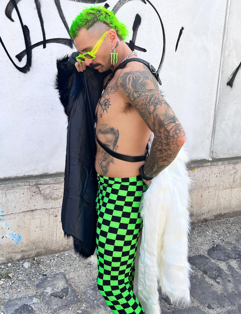 DOOF DADDY FAUX FUR JACKET - BLACK & WHITE • READY TO SHIP •