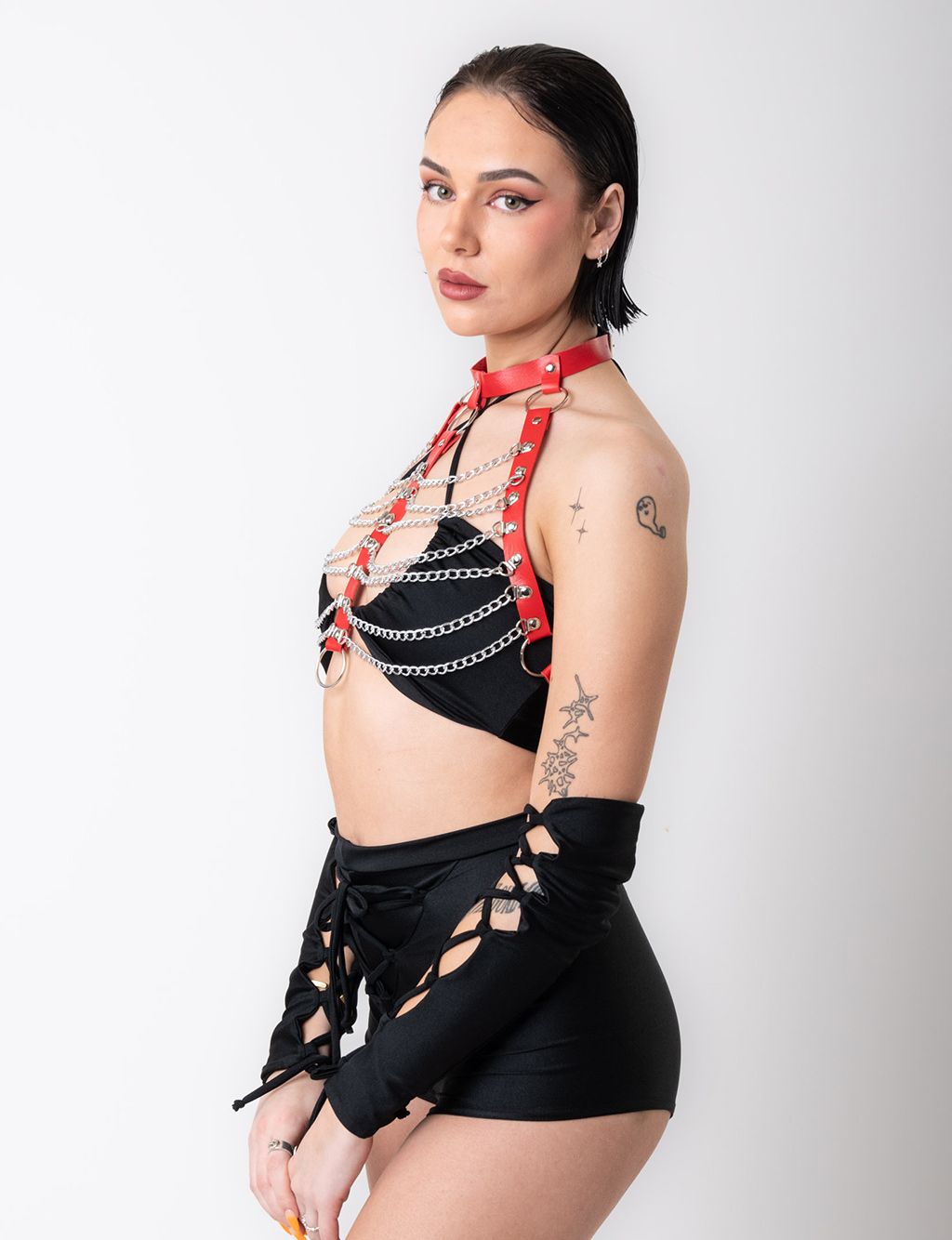 IN CHAINS HARNESS TOP - RED
