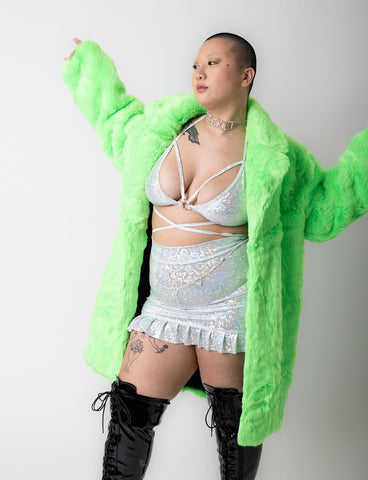 GREEN MACHINE FAUX FUR JACKET - MID LENGTH *MADE TO ORDER*