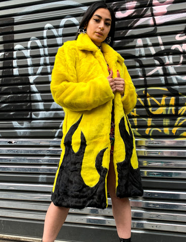 *EXCLUSIVE COLLAB* PURE FIRE FAUX FUR JACKET - YELLOW/BLACK *READY TO SHIP*