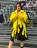 *EXCLUSIVE COLLAB* PURE FIRE FAUX FUR JACKET - YELLOW/BLACK *MADE TO ORDER*