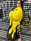 *COLLAB* PURE FIRE FAUX FUR JACKET - YELLOW/BLACK • READY TO SHIP •